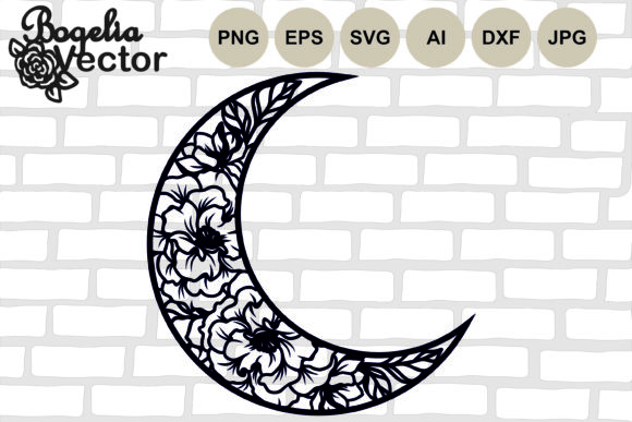 Crescent Moon with Flowers