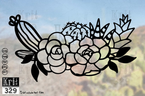 Floral Cactus Border SVG