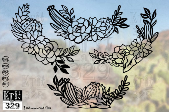 Floral Cactus Border SVG Decal