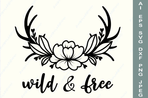 Floral Deer Antler SVG: Wild & Free