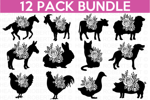 Floral Farm Animals SVG Bundle