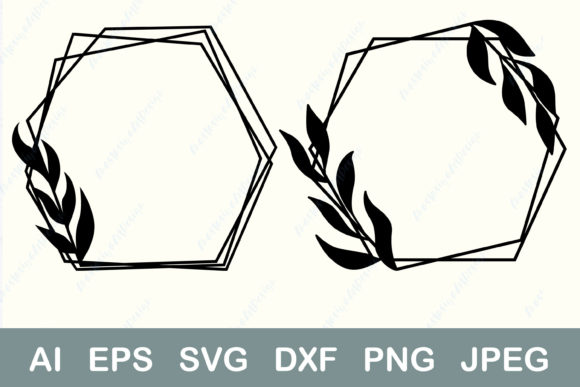 Floral Geometric Frame SVG, Leaf Wreath