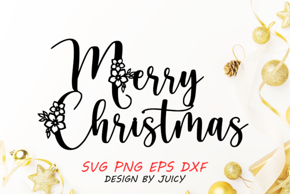 Floral Merry Christmas SVG