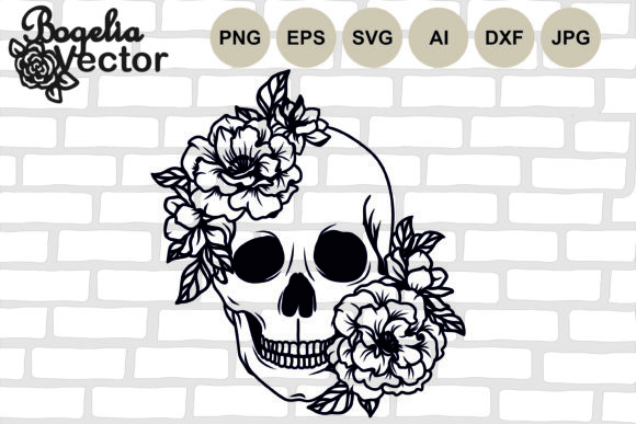 Floral Skull Flowers Witchy