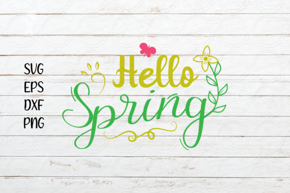 Hello Spring, Floral Spring Typo