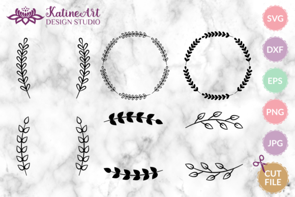 Laurel Wreath Floral Wreath Bundle SVG