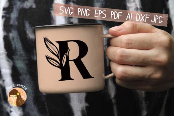 R - Floral Letter Design SVG EPS PDF JPG
