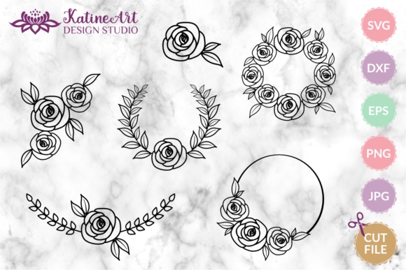 Rose Floral Arrangements Bundle SVG File