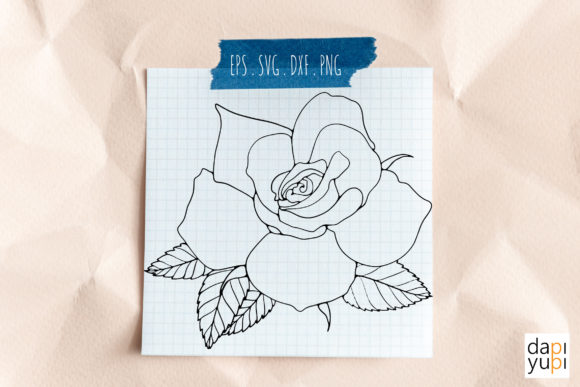 Rose Line Art SVG Graphic Floral Clipart
