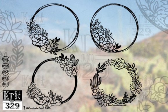 Succulent Circle Frame SVG Bundle